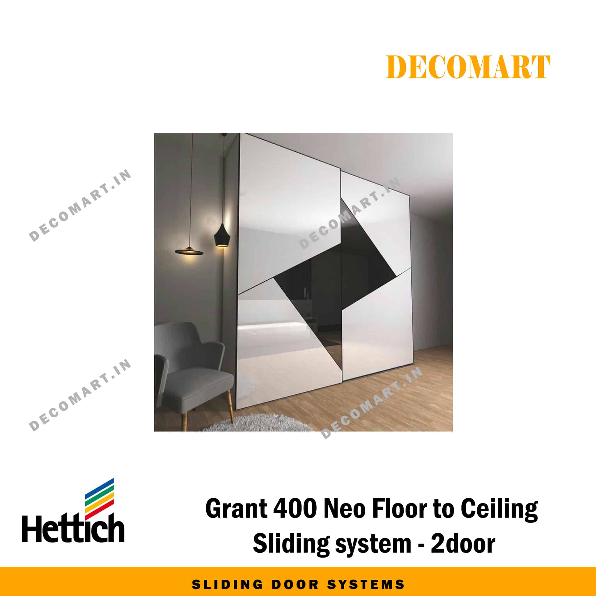 Hettich Grant 400 Neo Floor to Ceiling Sliding System - 2 Door