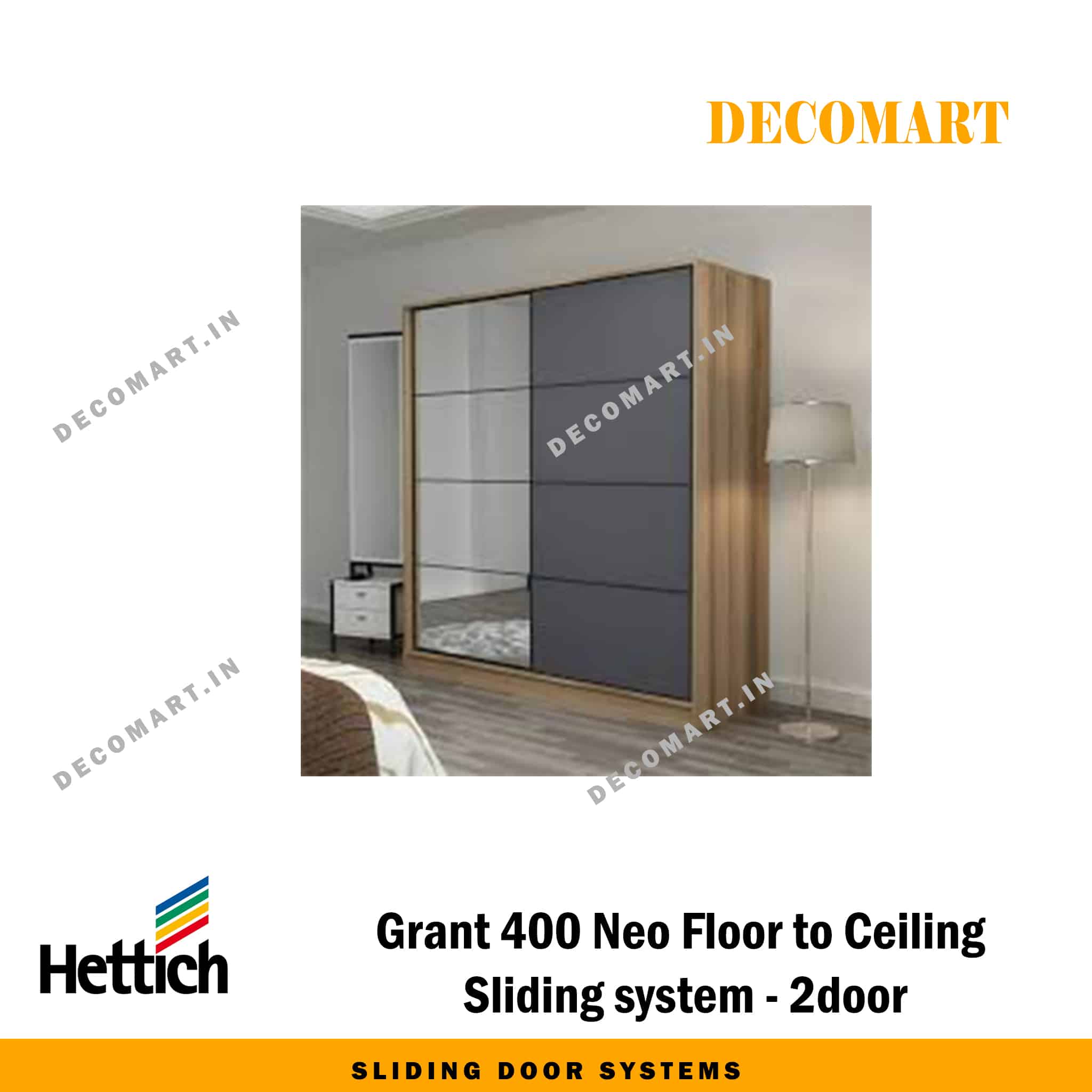 Hettich Grant 400 Neo Floor to Ceiling Sliding System - 2 Door
