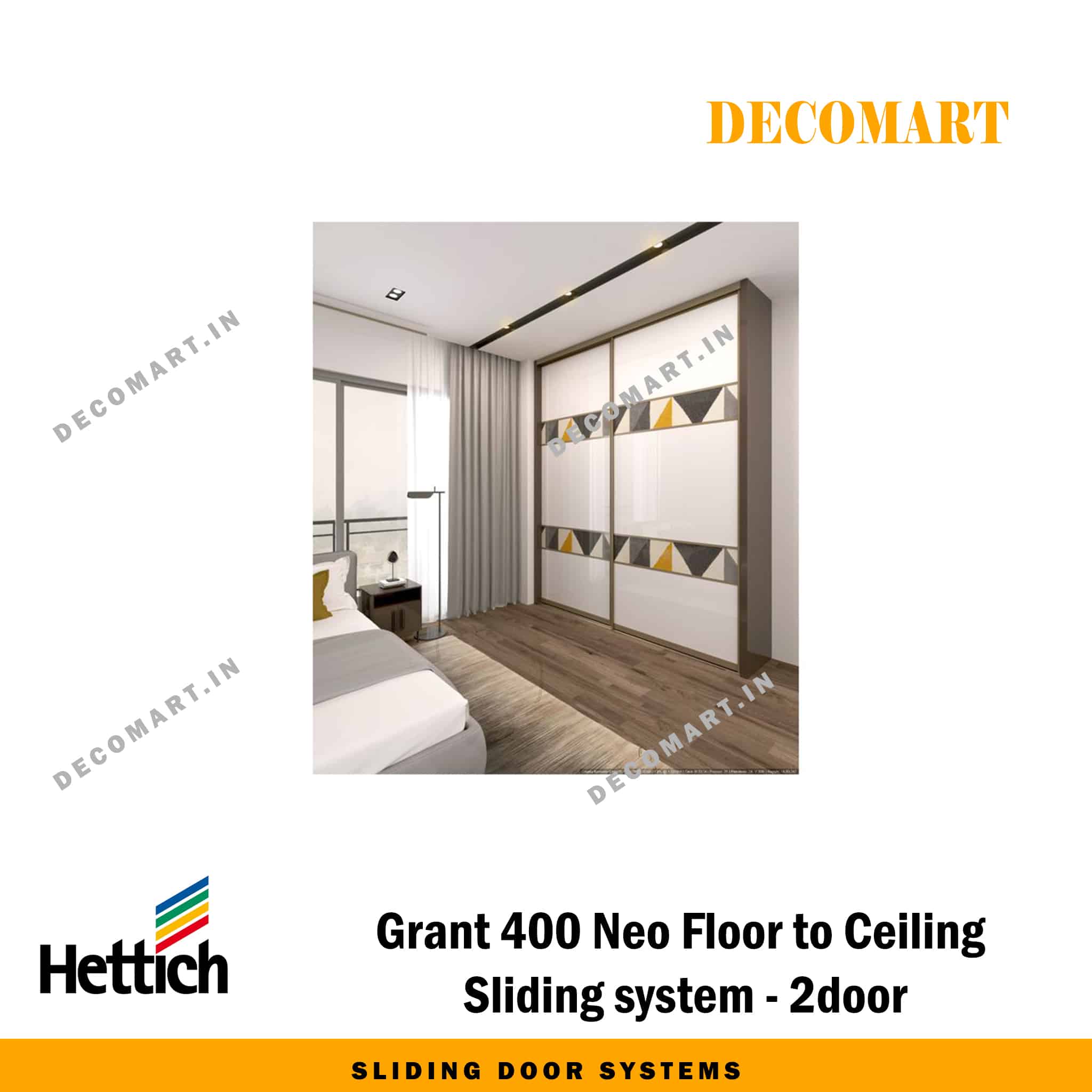 Hettich Grant 400 Neo Floor to Ceiling Sliding System - 2 Door