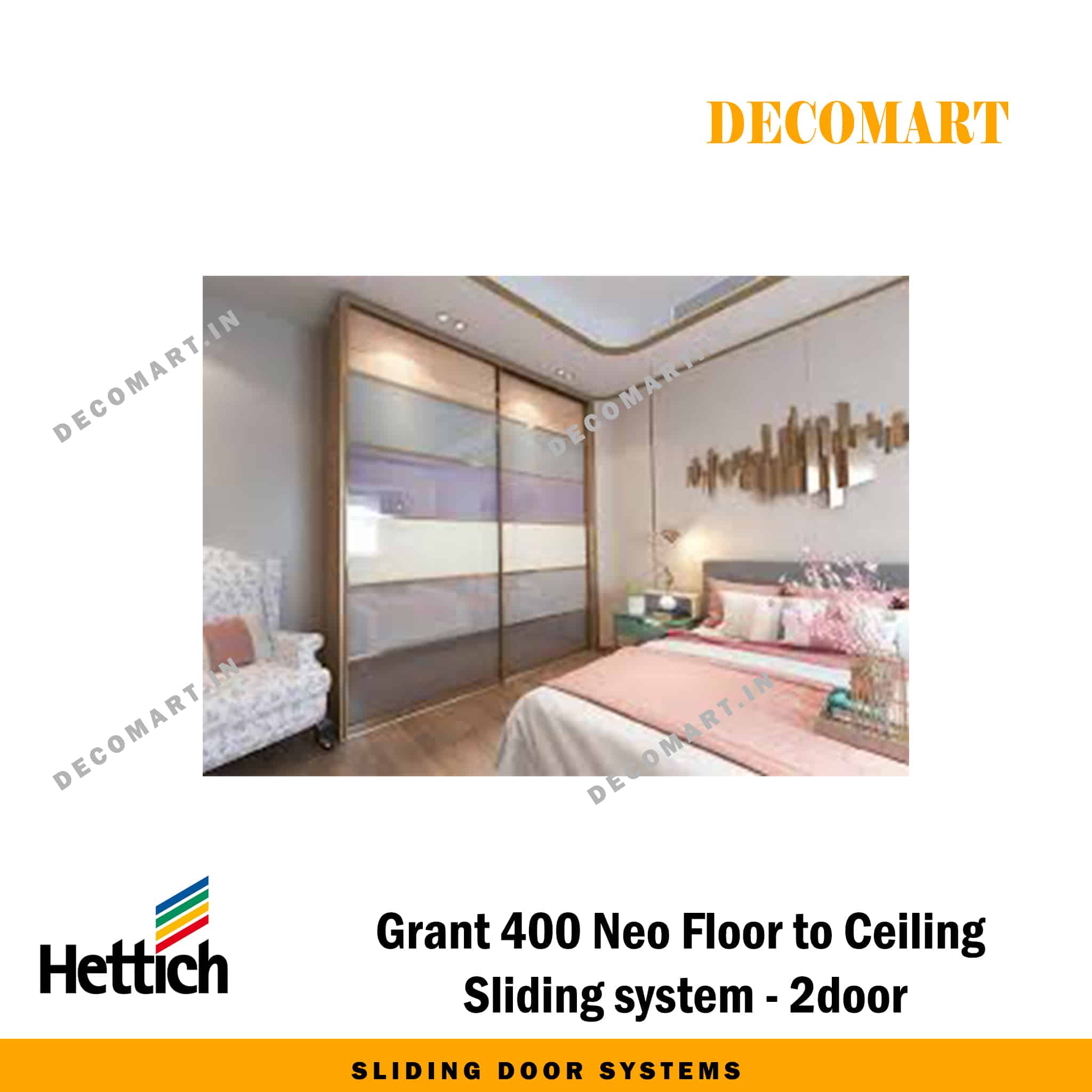 Hettich Grant 400 Neo Floor to Ceiling Sliding System - 2 Door