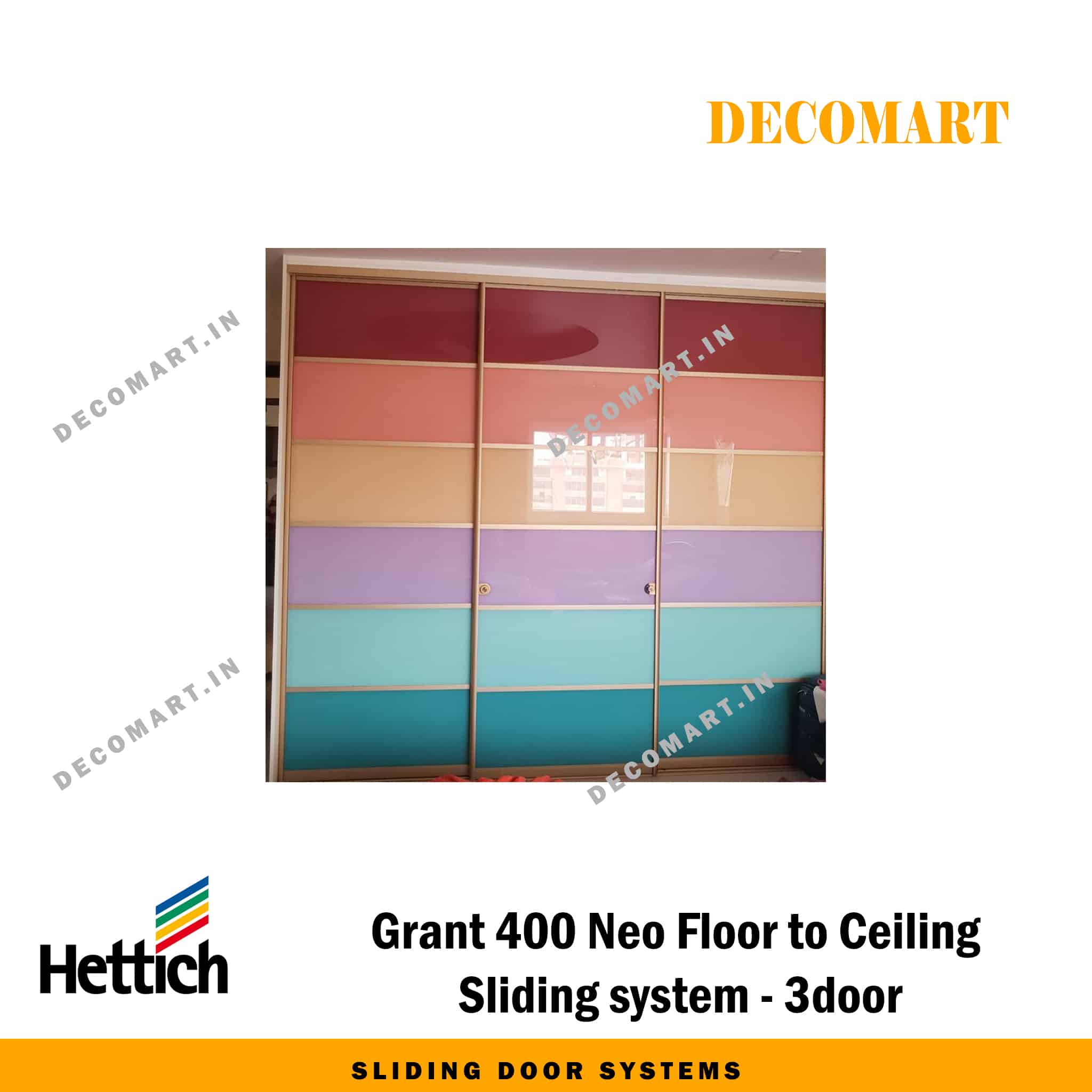 Hettich Grant 400 Neo Floor to Ceiling Sliding System - 3 Door