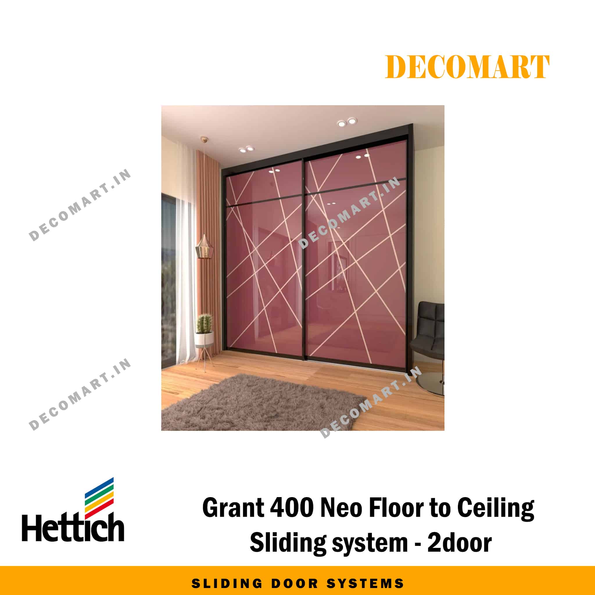 Hettich Grant 400 Neo Floor to Ceiling Sliding System - 2 Door